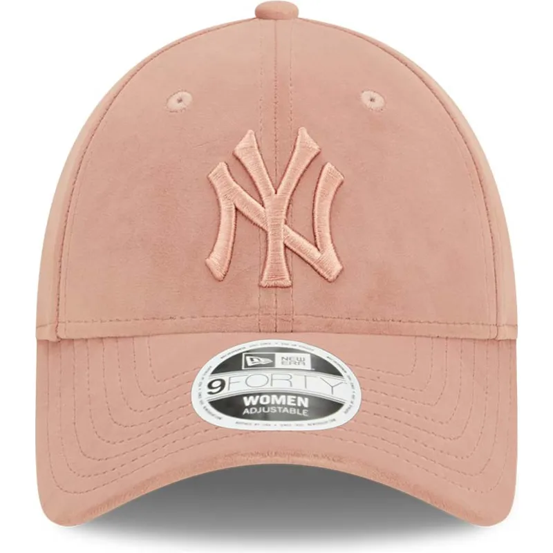 9forty-new-york-yankees-mlb-damen-verstellbare-rosa-velourskappe-mit-rosa-logo-von-new-era
