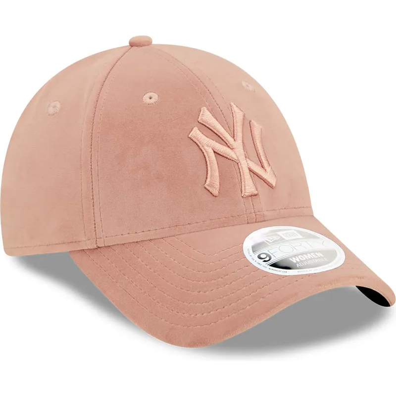 9forty-new-york-yankees-mlb-damen-verstellbare-rosa-velourskappe-mit-rosa-logo-von-new-era