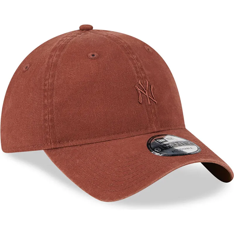 verstellbare-braune-gebogene-kappe-mit-braunem-logo-9twenty-mini-logo-der-new-york-yankees-mlb-von-new-era