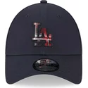 new-era-curved-brim-9forty-check-infill-los-angeles-dodgers-mlb-navy-blue-adjustable-cap