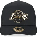 schwarze-snapback-cap-mit-gebogenem-schirm-a-frame-foil-pack-der-los-angeles-lakers-nba-von-new-era