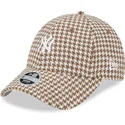 new-era-curved-brim-women-9forty-houndstooth-new-york-yankees-mlb-brown-and-white-adjustable-cap