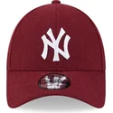 9forty-essential-melton-wool-verstellbare-rote-kappe-mit-gebogenem-schirm-der-new-york-yankees-mlb-von-new-era