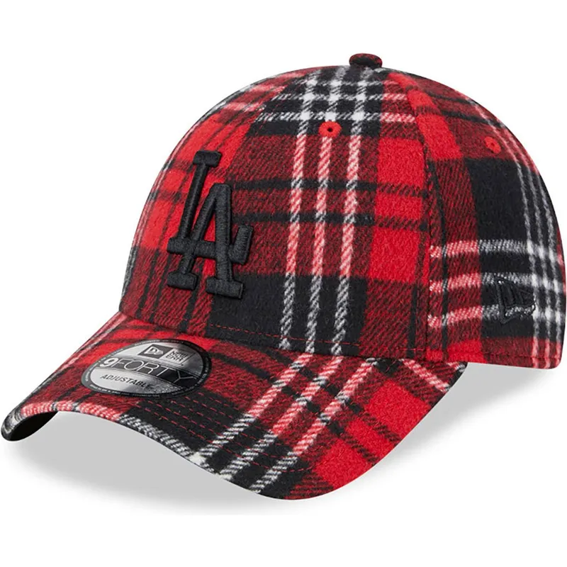 sapkak-ivelt-piros-allithato-9forty-check-los-angeles-dodgers-mlb-new-era
