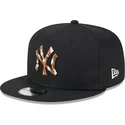new-era-flat-brim-brown-logo-9fifty-seasonal-infill-new-york-yankees-mlb-black-snapback-cap