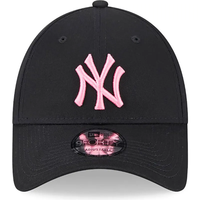 schwarze-verstellbare-kappe-mit-gebogenem-schirm-und-rosa-logo-9forty-neon-new-york-yankees-mlb-von-new-era