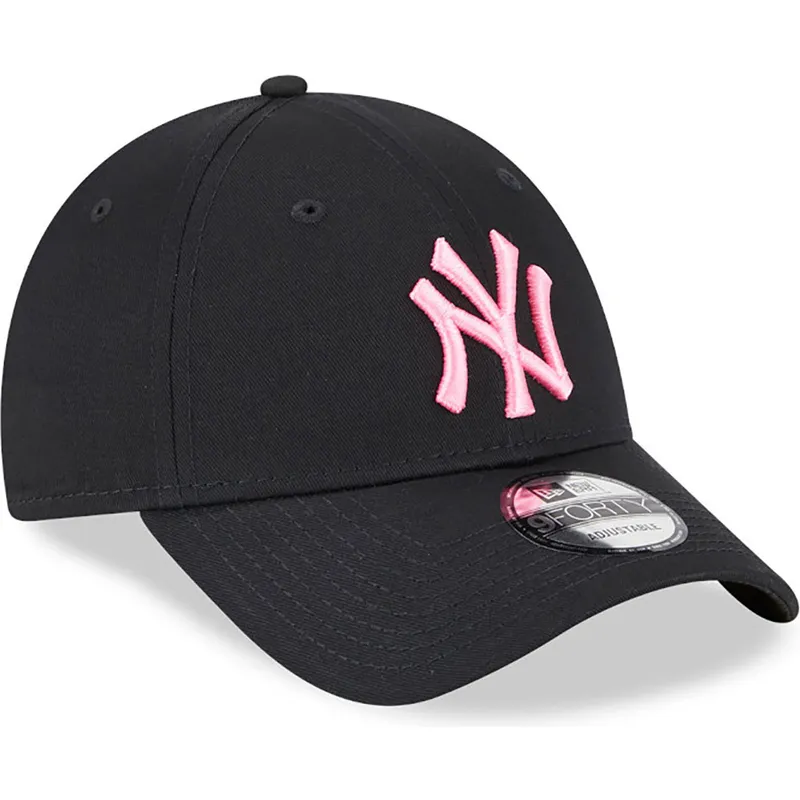 schwarze-verstellbare-kappe-mit-gebogenem-schirm-und-rosa-logo-9forty-neon-new-york-yankees-mlb-von-new-era
