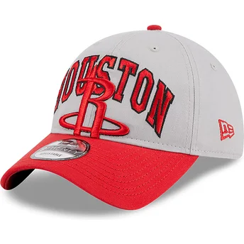 Graue und rote verstellbare Curved Cap 9TWENTY Tip Off 2023 der Houston Rockets NBA von New Era