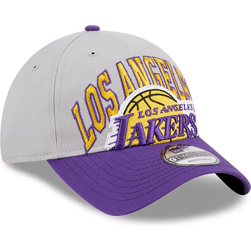 graue-und-violette-verstellbare-curved-cap-9twenty-tip-off-2023-der-los-angeles-lakers-nba-von-new-era