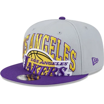 Grau-violette Snapback-Kappe 9FIFTY Tip Off 2023 der Los Angeles Lakers NBA von New Era