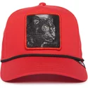 rote-snapback-cap-mit-gebogenem-schirm-panther-100-the-farm-all-over-canvas-von-goorin-bros