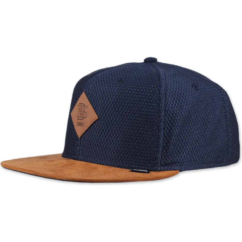 platt-keps-marinbla-och-brun-snapback-honey-knit-fran-djinns