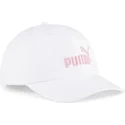 verstellbare-weisse-kappe-mit-gebogenem-schirm-und-rosa-essentials-no1-logo-von-puma