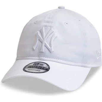 New Era New York Yankees MLB 9TWENTY League Essential vit justerbar böjd keps med vitt logo