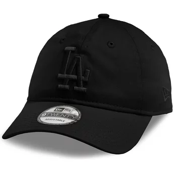 New Era Curved Brim Black Logo 9TWENTY League Essential Los Angeles Dodgers MLB Black Adjustable Cap