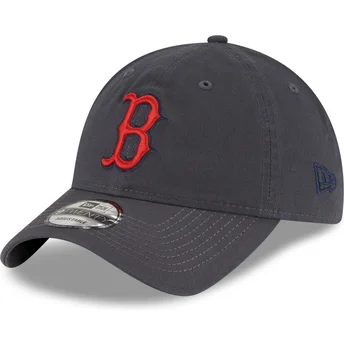Graue verstellbare Curved Cap mit rotem Logo 9TWENTY Core Classic der Boston Red Sox MLB von New Era