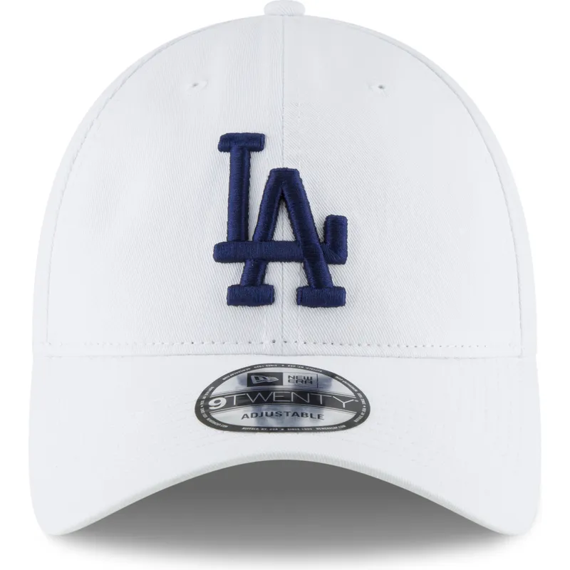 weisse-verstellbare-curved-cap-mit-blauem-logo-9twenty-core-classic-der-los-angeles-dodgers-mlb-von-new-era
