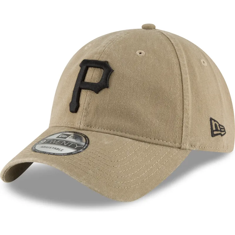 braune-verstellbare-curved-cap-mit-schwarzem-logo-9twenty-core-classic-der-pittsburgh-pirates-mlb-von-new-era