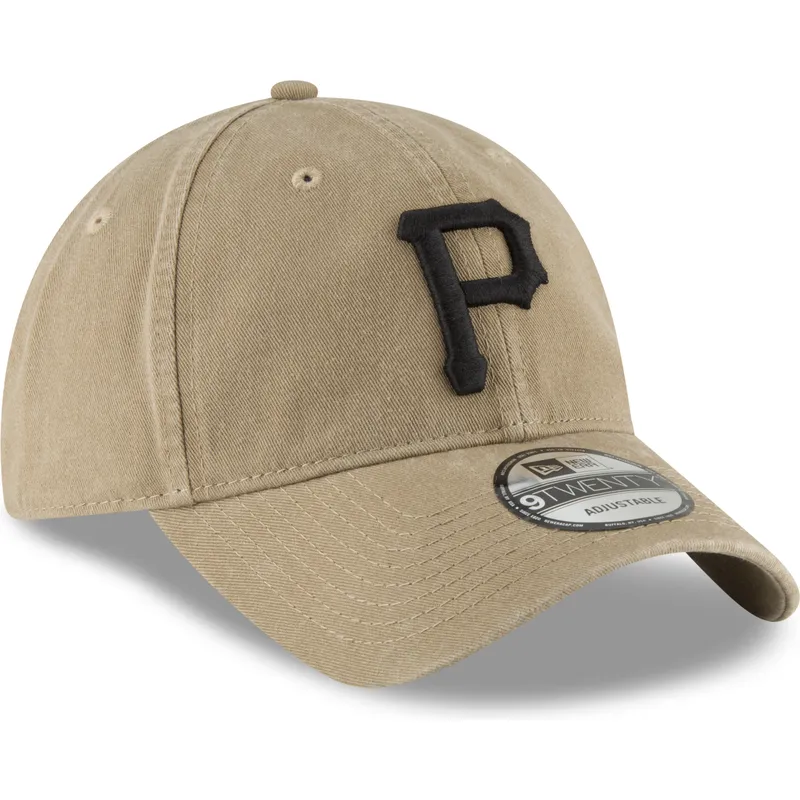 ljusbrun-bojd-justerbar-keps-med-svart-logotyp-9twenty-core-classic-fran-pittsburgh-pirates-mlb-av-new-era
