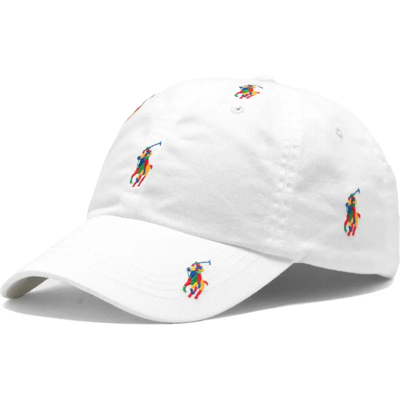 weisse-verstellbare-curved-cap-mit-mehrfarbigem-classic-sport-multi-logo-von-polo-ralph-lauren