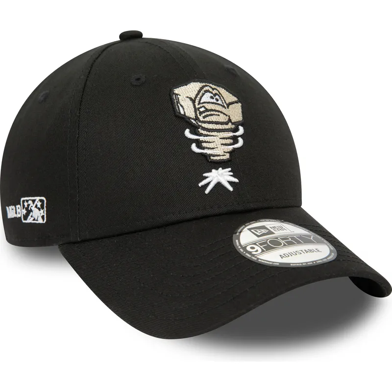 schwarze-verstellbare-9forty-minor-league-kappe-lansing-lugnuts-milb-von-new-era
