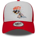 new-era-daffy-duck-and-porky-pig-a-frame-character-looney-tunes-white-and-red-trucker-hat