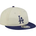 beige-und-blaue-9fifty-retro-crown-denim-flat-cap-der-los-angeles-dodgers-mlb-von-new-era