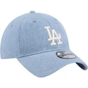 verstellbare-blaue-gebogene-kappe-9twenty-washed-denim-der-los-angeles-dodgers-mlb-von-new-era