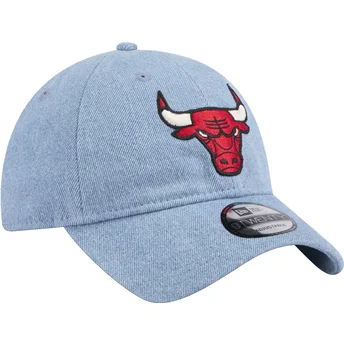 Chicago Bulls NBA 9TWENTY Washed Denim verstellbare blaue Kappe von New Era