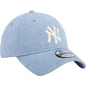 new-era-new-york-yankees-mlb-9twenty-washed-denim-verstellbare-blaue-kappe-mit-gebogenem-schirm