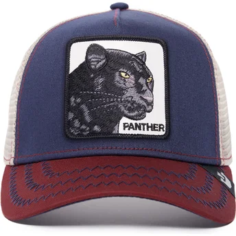 Goorin Bros. The Farm The Panther Trucker-Kappe in Marineblau, Beige und Rot.