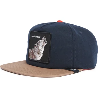 Sapkák lapos sötétkék snapback marrón Lone Wolf One Pack The Farm Flats The Farm Goorin Bros.
