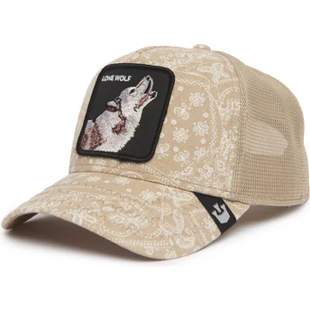 Beige Trucker-Kappe Wolf Lone Wolf Sign O' The Times The Farm Paisley von Goorin Bros.