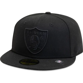 Las Vegas Raiders NFL 59FIFTY Essential svart justerbar flat keps med svart logotyp från New Era