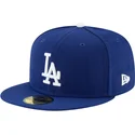 blaue-flache-angepasste-59fifty-authentic-on-field-game-kappe-der-los-angeles-dodgers-mlb-von-new-era
