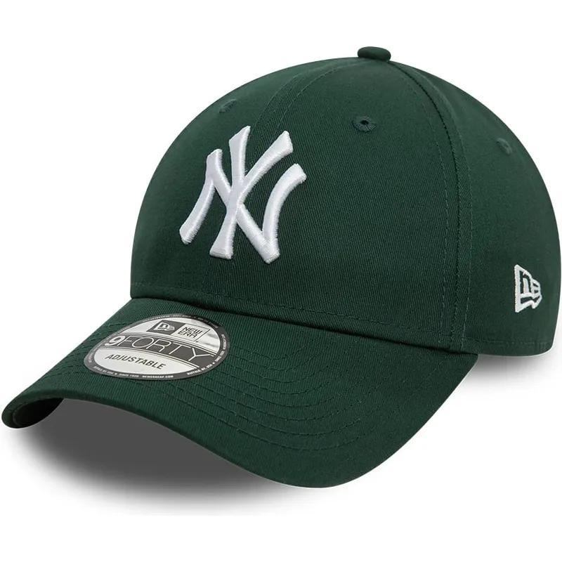 dunkelgrune-verstellbare-curved-cap-9forty-league-essential-der-new-york-yankees-mlb-von-new-era