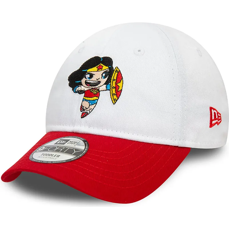 weisse-und-rote-verstellbare-curved-cap-fur-kinder-von-wonder-woman-dc-comics-hero-von-new-era