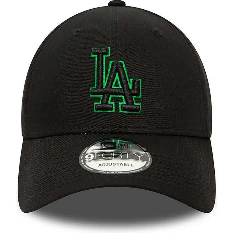 gorra-curva-negra-ajustable-con-logo-verde-9forty-team-outline-de-los-angeles-dodgers-mlb-de-new-era