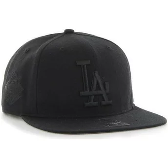 47 Brand Flat Brim Schwarzes Logo Los Angeles Dodgers MLB Sure Shot Snapback Cap schwarz 