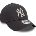 verstellbare-graue-9forty-kappe-mit-gebogenem-schirm-und-animal-infill-der-new-york-yankees-mlb-von-new-era