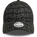 new-era-curved-brim-women-9forty-monogram-new-york-yankees-mlb-black-adjustable-cap