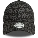 new-era-new-york-yankees-mlb-9forty-monogram-verstellbare-schwarze-damenkappe