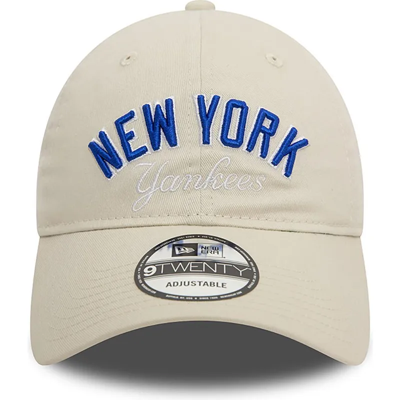 bojd-beige-justerbar-keps-9twenty-wordmark-fran-new-york-yankees-mlb-av-new-era