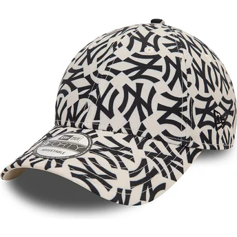 Justerbar beige och svart böjd keps 9FORTY Monogram från New York Yankees MLB av New Era