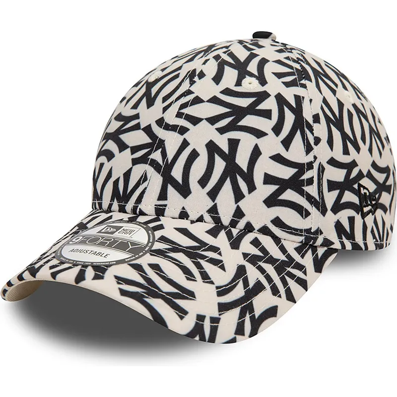 gebogene-beige-und-schwarze-verstellbare-kappe-9forty-monogram-von-new-york-yankees-mlb-von-new-era