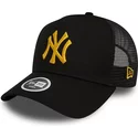 new-era-women-yellow-logo-a-frame-metallic-new-york-yankees-mlb-black-trucker-hat