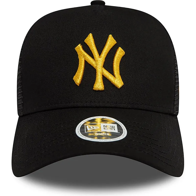 gorra-trucker-negra-para-mujer-con-logo-amarillo-a-frame-metallic-de-new-york-yankees-mlb-de-new-era