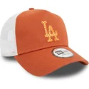braune-und-weisse-trucker-kappe-a-frame-seasonal-infill-der-los-angeles-dodgers-mlb-von-new-era