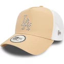 new-era-a-frame-seasonal-infill-los-angeles-dodgers-mlb-light-brown-and-white-trucker-hat