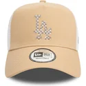 new-era-mlb-los-angeles-dodgers-a-frame-seasonal-infill-hellbraune-und-weisse-trucker-kappe